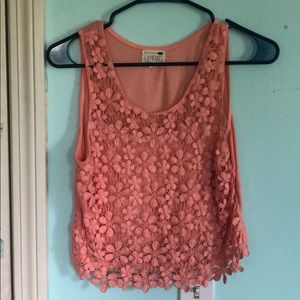 Lace pink crop top